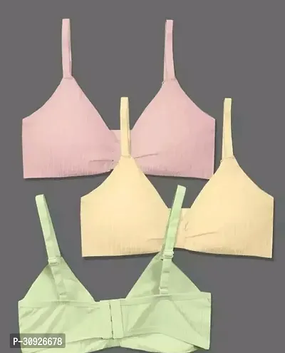 Stylish Cotton Solid Bras For Women- Pack Of 3