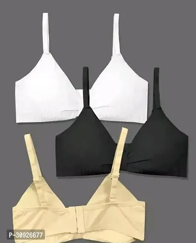 Stylish Cotton Solid Bras For Women- Pack Of 3