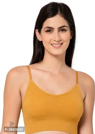 Stylish Yellow Cotton Solid Bras For Women