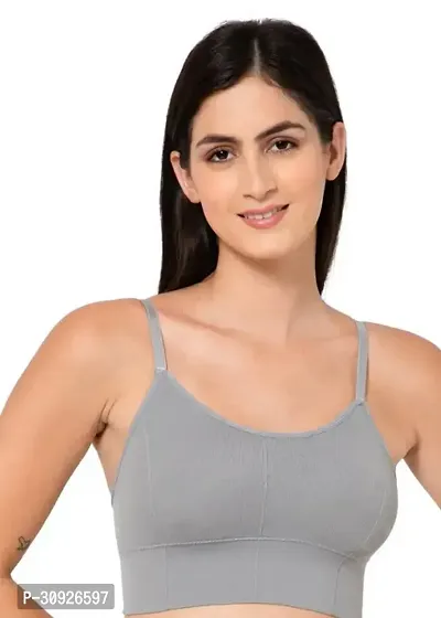 Stylish Grey Cotton Solid Bras For Women-thumb0