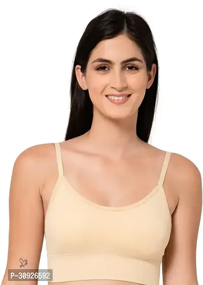 Stylish Beige Cotton Solid Bras For Women-thumb0