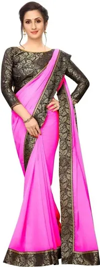 Attractive Georgette Lace Border Sarees with Blouse Piece