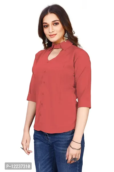 Classic Cotton Blend Solid Shirt for Women-thumb4