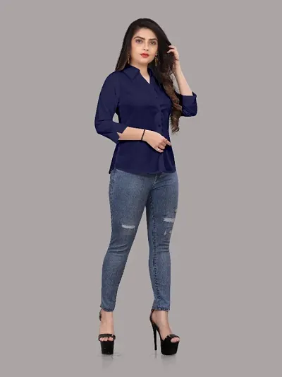 Women Regular Solid Curved Collar Formal Shirt