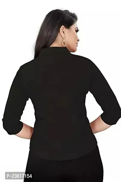 Women Regular Solid Curved Collar Formal Shirt-thumb3