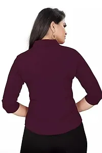 Women Regular Solid Curved Collar Formal Shirt-thumb2