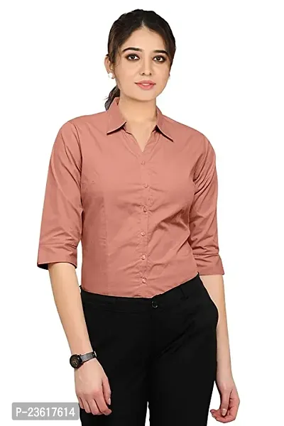 Women Regular Solid Curved Collar Formal Shirt