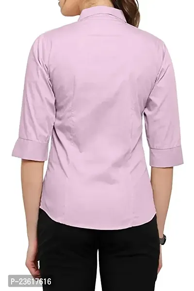 Women Regular Solid Curved Collar Formal Shirt-thumb3