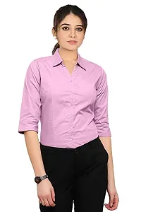 Women Regular Solid Curved Collar Formal Shirt-thumb1