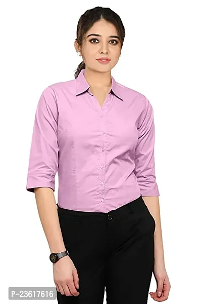 Women Regular Solid Curved Collar Formal Shirt-thumb2