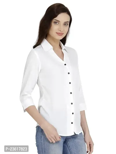 Women Regular Solid Curved Collar Formal Shirt-thumb0