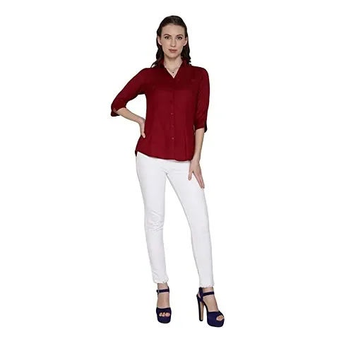 Women Regular Solid Curved Collar Formal Shirt