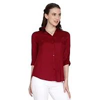 Women Regular Solid Curved Collar Formal Shirt-thumb3