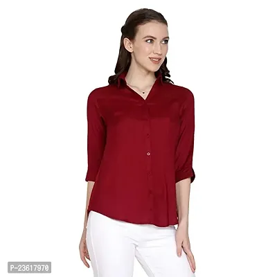 Women Regular Solid Curved Collar Formal Shirt-thumb4