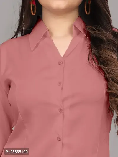 Women Regular Solid Curved Collar Formal Shirt-thumb0