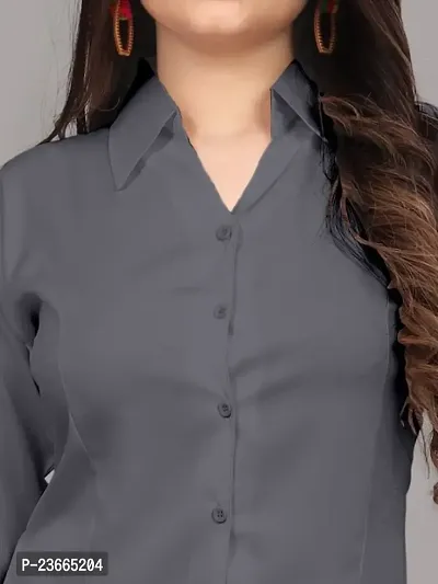 Women Regular Solid Curved Collar Formal Shirt-thumb0