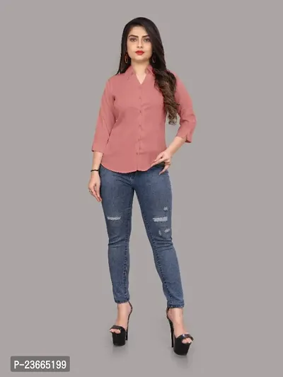 Women Regular Solid Curved Collar Formal Shirt-thumb5