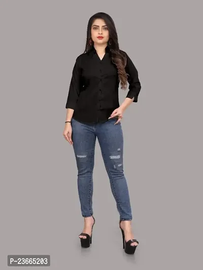 Women Regular Solid Curved Collar Formal Shirt-thumb4