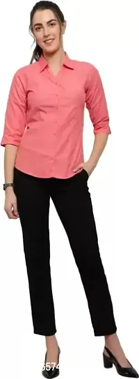 Women Regular Solid Curved Collar Formal Shirt-thumb0