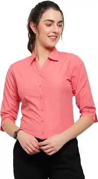 Women Regular Solid Curved Collar Formal Shirt-thumb1