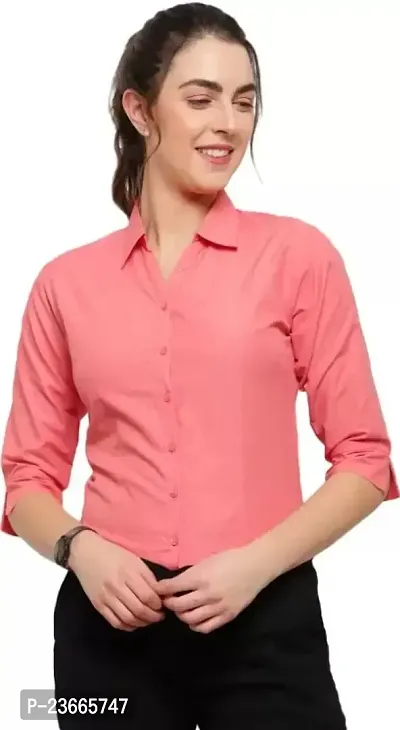 Women Regular Solid Curved Collar Formal Shirt-thumb2