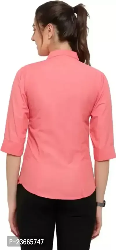 Women Regular Solid Curved Collar Formal Shirt-thumb3