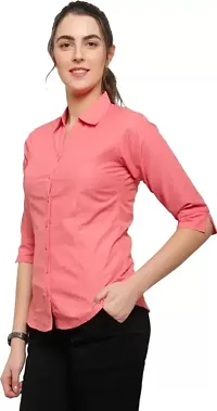 Women Regular Solid Curved Collar Formal Shirt-thumb3