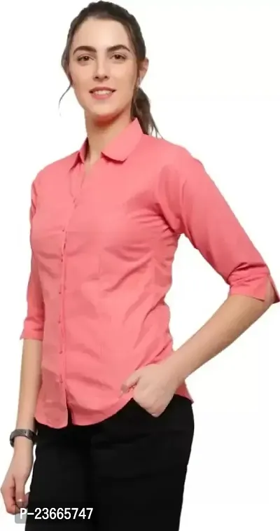 Women Regular Solid Curved Collar Formal Shirt-thumb4