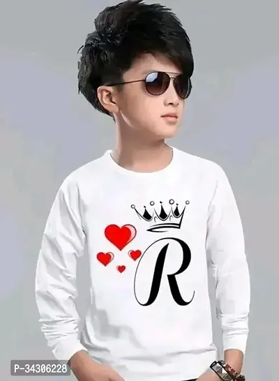 Stylish White Polyester Printed T-Shirt For Boys