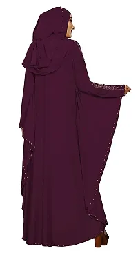 Dubai Collection Women's Kaftan Style Umbrella Lycra Abaya Burqa with Hijab (maroon, 46) Lycra Blend Abaya With Hijab  (Maroon)-thumb1