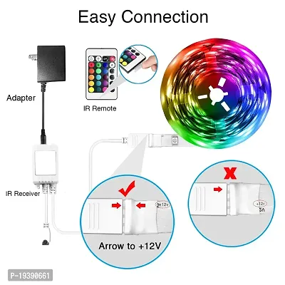 DAYBETTER? 5 Meter Non Waterproof Remote Control Multicolor Light with 16 Color and 5050 SMD Bright 24 Keys IR Remote Controller and Supply for Home Decoration (Multicolor)(60led/Meter) | VD-H-33-thumb4