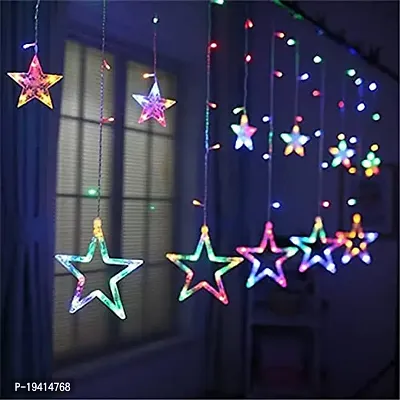 DAYBETTER? Star Curtain Led Lights 12 Stars,138 String Led Light 2.5 Meter for Christmas Decoration-Strip Led Light for Party Birthday Valentine Rooms Decor-Christmas (Multi) | VD-P-29