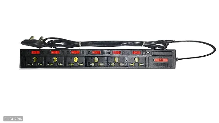 Extension Board with 6 Socket 6 Switches, Universal Cord Multi Plug (Black) 6  Socket Extension Boards (Black, 2 m)-thumb0
