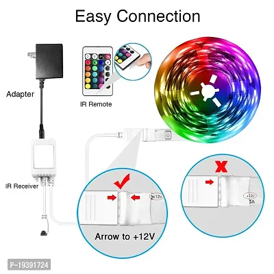 DAYBETTER? 5 Meter Non Waterproof Remote Control Multicolor Light with 16 Color and 5050 SMD Bright 24 Keys IR Remote Controller and Supply for Home Decoration (Multicolor)(60led/Meter) | VD-I-33-thumb4