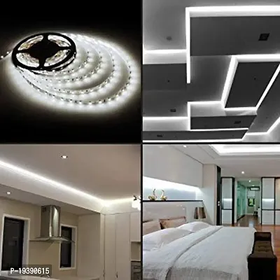 DAYBETTER? 4 Meter 2835 Cove Led Light Non Waterproof Fall Ceiling Light for Diwali,Chritmas Home Decoration with Adaptor/Drivers (White,60 Led/Meter)-thumb2