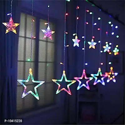 DAYBETTER? Star Curtain Led Lights 12 Stars,138 String Led Light 2.5 Meter for Christmas Decoration-Strip Led Light for Party Birthday Valentine Rooms Decor-Christmas (Multi) | VD-H-29-thumb0