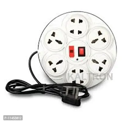 DAYBETTER 8+1 Round Strip Extension Cord; 6 A 8 Universal Multi Plug Point Extensio Board with LED (Cord 2 Meter, 230V, Cream NWR-06