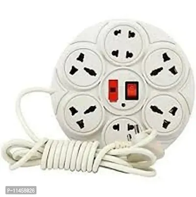 DAYBETTER 8+1 Round Strip Extension Cord; 6 A 8 Universal Multi Plug Point Extensio Board with LED (Cord 2 Meter, 230V, Cream NWR-06