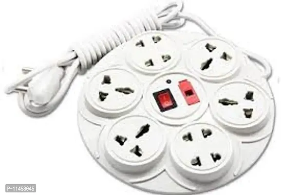 8 1 Round Strip Extension Cord 6 A 8 Universal Multi Plug Point Extension Board With Led Cord 2 Meter 230V Cream Nwr 06