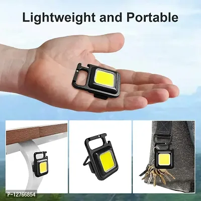DAYBETTER COB Small Flashlight,800 Lumens Rechargeable Keychain Mini Flashlight with 4 Light Modes,Ultralight Portable Pocket Light with Folding Bracket Bottle Opener and Magnet Base for Camping-thumb0