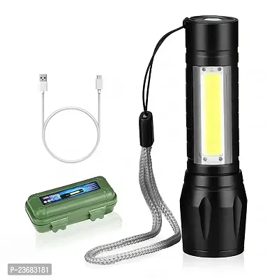 DAYBETTER Torch Lights Rechargeable LED Flashlight with COB Light Mini Waterproof Portable LED COB Flashlight USB Rechargeable 3 Modes Clip Lights RSCT-003 (Mini Torch)-thumb0