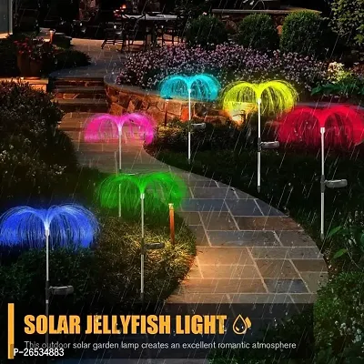 Jellyfish Solar Garden Lights | 7 Color LED Jellyfish Shape | Fiber Outdoor Pathway Waterproof Solar String Lights Decoration for Yard Garden | Balcony (Multi-Color) (Pack OF2)
