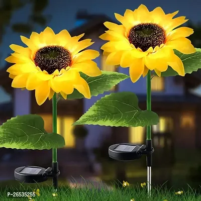DAYBETTERreg; Sunflower Solar Lights Waterproof Garden Lights | 20 LED Starburst Swaying Lights | Solar Outdoor Garden Decor for Balcony | Garden | Lawn (Pack of 2)