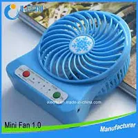 3 Speeds Mini Desk Fan, Rechargeable Battery Operated Fan with LED Light, Portable USB Fan Quiet for Home, Office, Travel, Camping, Outdoor, Indoor Fan, 4.9-Inch, Blue-thumb3