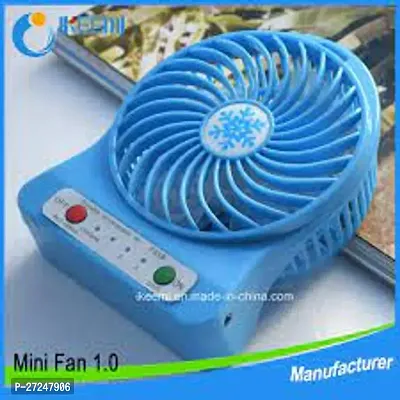 3 Speeds Mini Desk Fan, Rechargeable Battery Operated Fan with LED Light, Portable USB Fan Quiet for Home, Office, Travel, Camping, Outdoor, Indoor Fan, 4.9-Inch, Blue