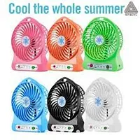 3 Speeds Mini Desk Fan, Rechargeable Battery Operated Fan with LED Light, Portable USB Fan Quiet for Home, Office, Travel, Camping, Outdoor, Indoor Fan, 4.9-Inch, Blue-thumb1