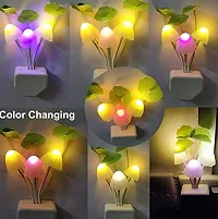 Magic 3D LED Night Lamp with Plug Smart Sensor auto On/Off and Color Change Mushroom Flowers Beautiful Illumination Home Decoration Lights for Bedroom Corridor (Multicolour) (Single Pack)-thumb1