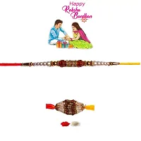 6 Pice Combo Rakhis red stone with Roli and Chawal Bhaiya Bhabi Colorfull rakhi for brother (PACK OF 6)-thumb2