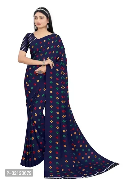 Beautiful Georgette Printed Women Saree with Running Blouse-thumb0