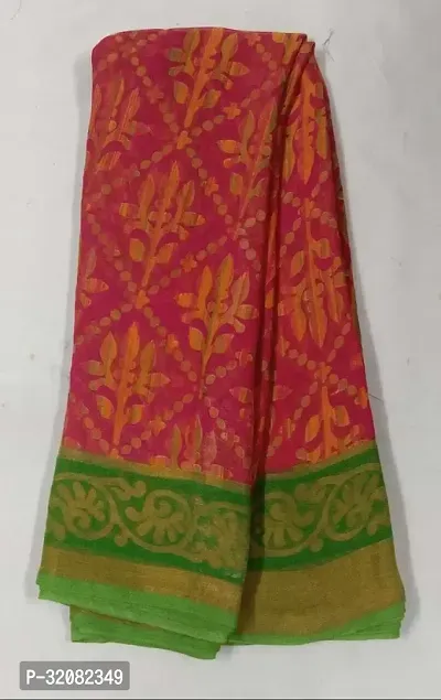 Stylish Chiffon Printed Saree with Blouse piece For Women-thumb0